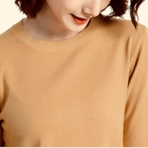 ITALIAN MERINO WOOL EDDIE BAUER stretch women's taupe sweater large tall EUC - Picture 3 of 9